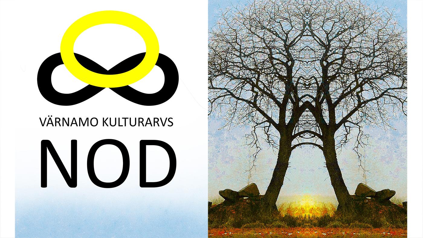 En bild på ett träd och logotypen för Värnamo Kulturarvsnod