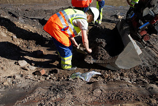 Arbetare vid utgrävning