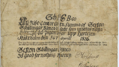 Liten papperslapp skriven under 1800-talet.