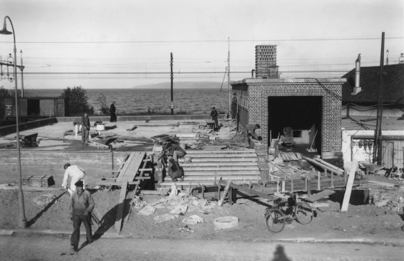 Västra Reningsverket under uppförande 1940. Foto Tekniska kontoret Jönköpings kommun