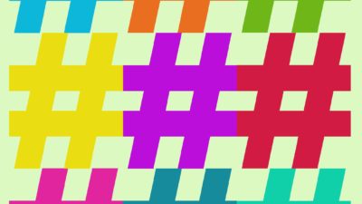 Ett mönster med hashtag i olika färger