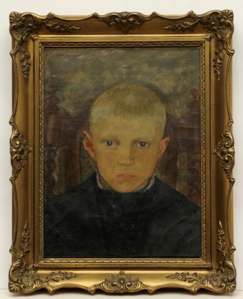 Oljemålning på en pojke i en guldram