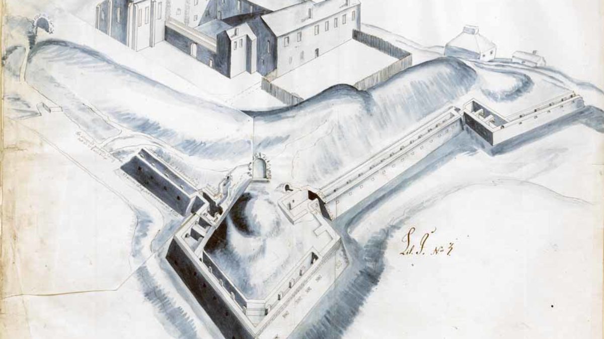 Skiss på Jönköpings slott från 1605 av Hans Fleming