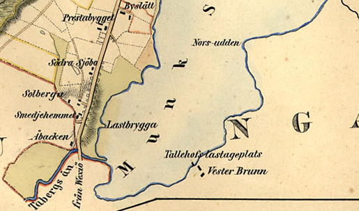 Detalj av karta Jönköpings stad av Ljunggren 1855.