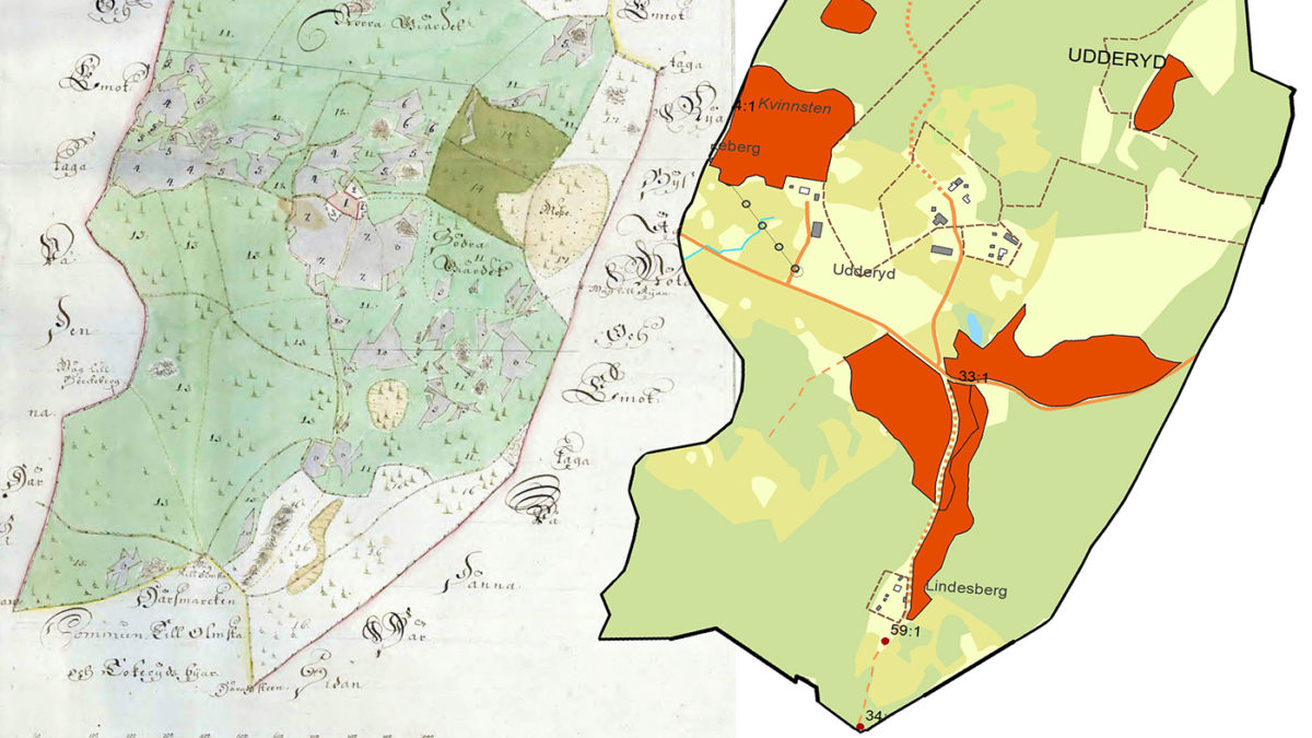 Karta över Vätterbygden 1728 och nutid