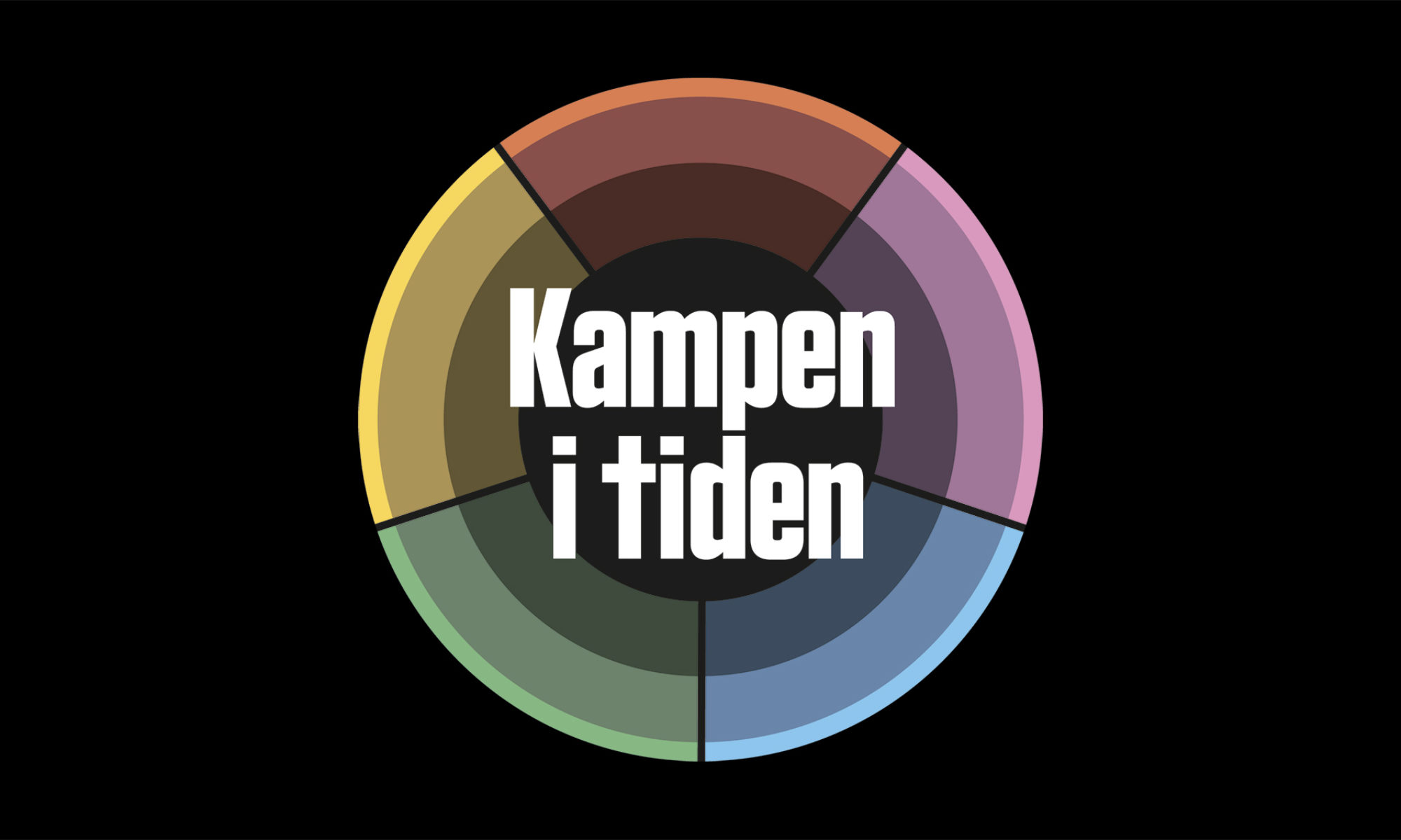 Logotyp bestående av färghjul i rött, lila, blått, grönt och gult. I mitten står texten 