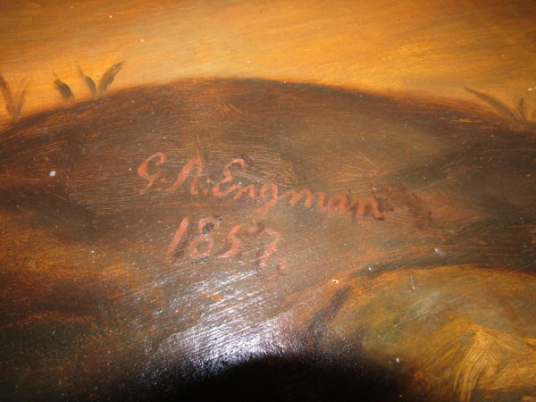Signering av Engman på altartavla.