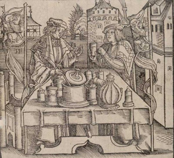 Träsnitt av apotekare 1500-tal