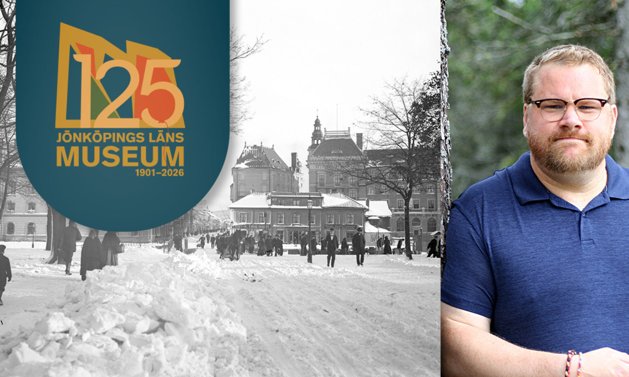 evenemangsbild med nils hjort, föreläsning om jönköping tidigt 1900 tal