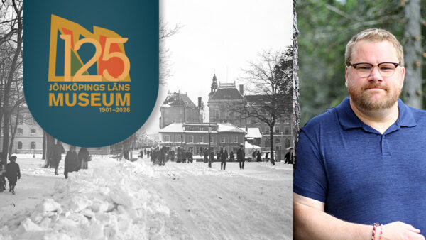 evenemangsbild med nils hjort, föreläsning om jönköping tidigt 1900 tal